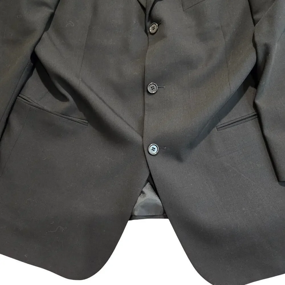 Vtg Hugo Boss 100% Wool Black 3-button Blazer Sports Coat Made in the USA 43R
